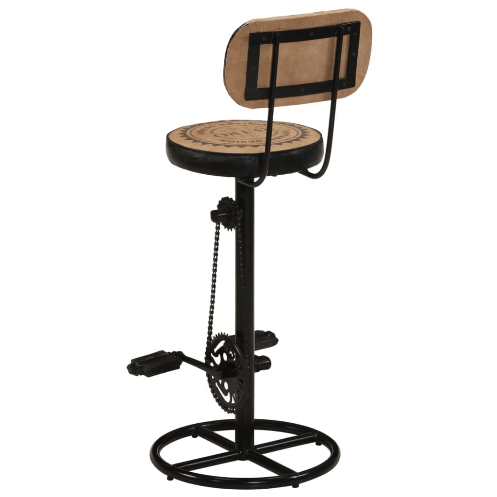 vidaXl Barové stoličky potištěné plátno 2 ks černohnědé pravá kůže