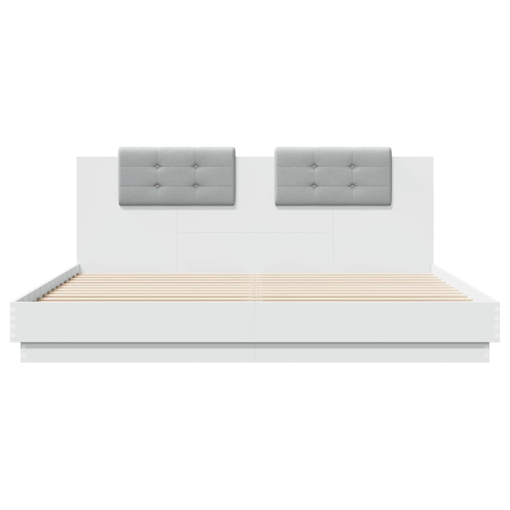 vidaXL Rám postele s čelem a LED osvětlením bílý 180x200 cm