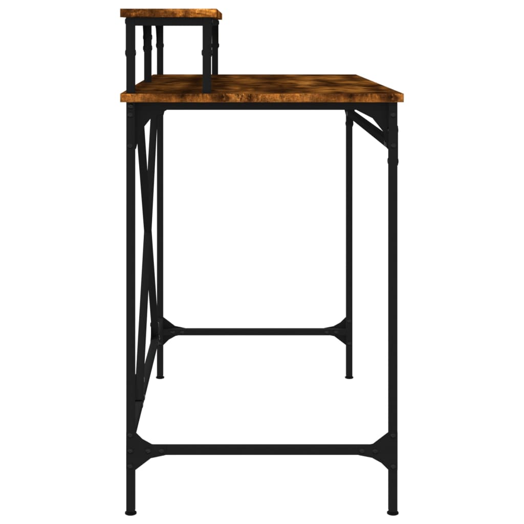 vidaXL Psací stůl kouřový dub 100x50x90 cm kompozitní dřevo a železo