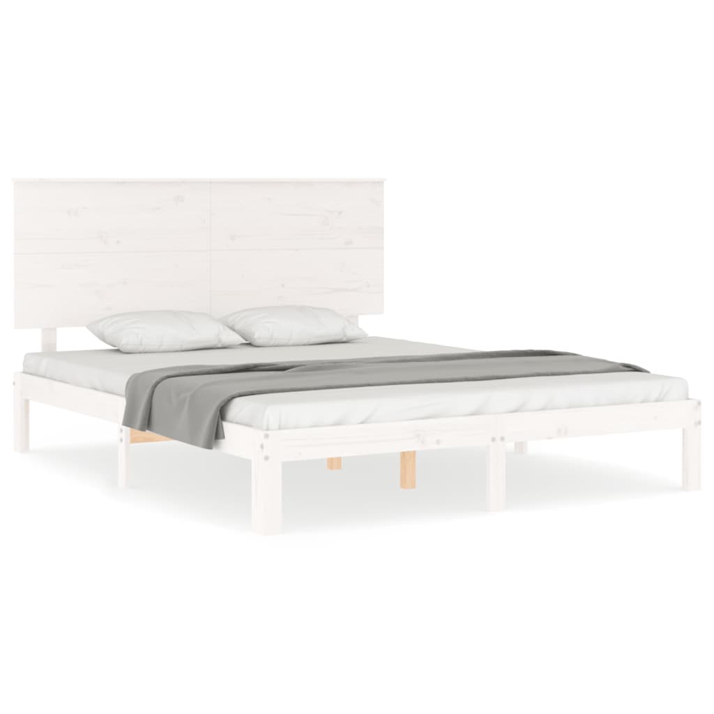 vidaXL Rám postele s čelem bílý King Size masivní dřevo