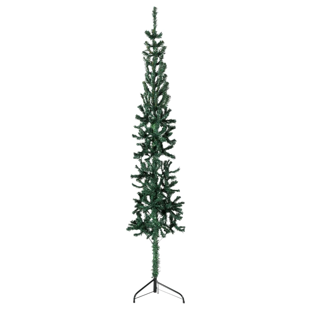 vidaXL Úzký umělý poloviční vánoční stromek se stojanem zelený 120 cm