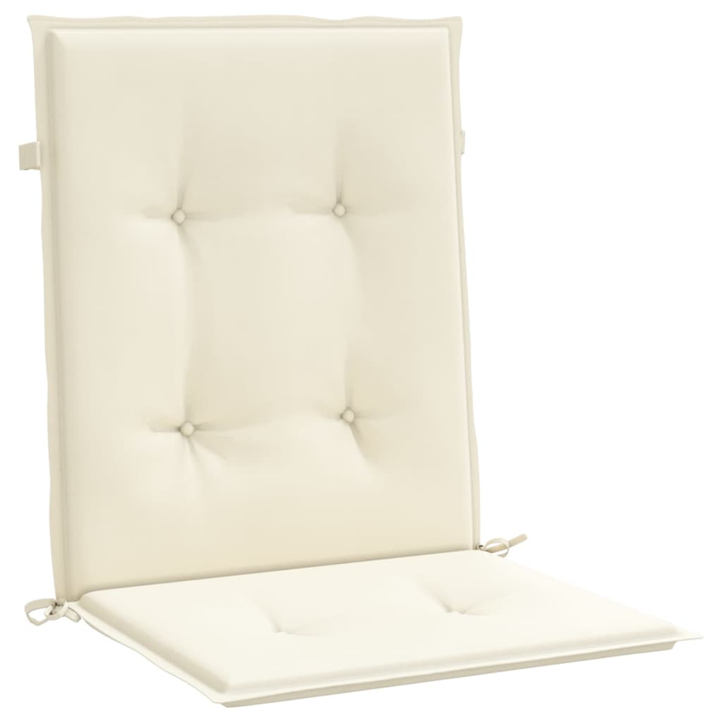 vidaXL Podušky na židli nízké opěradlo 2 ks krémové 100x50x3 cm oxford
