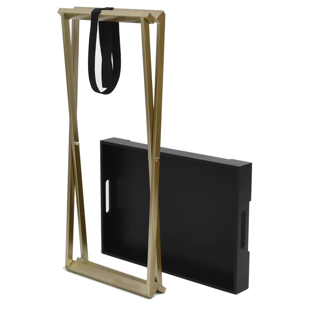 vidaXL Skládací stolek zlatý a černý 48 x 34 x 61 cm MDF