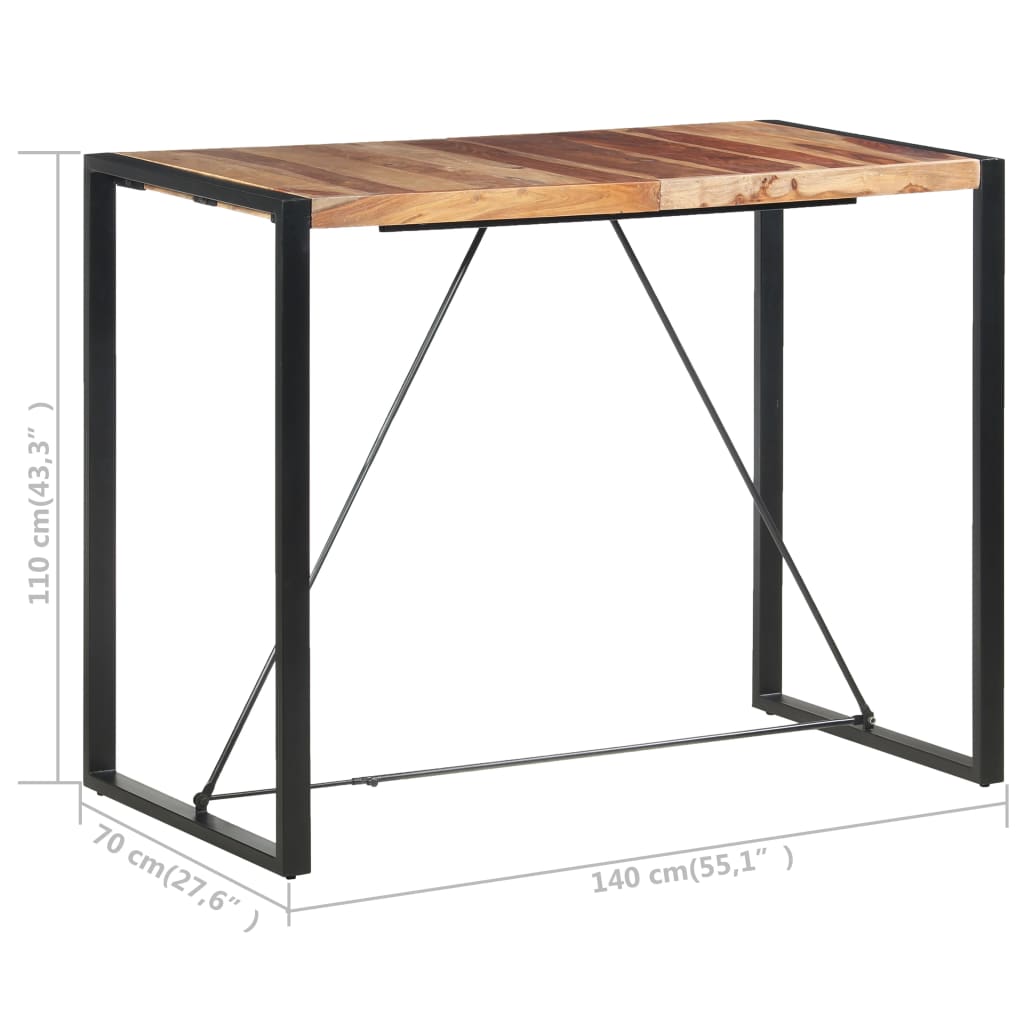 vidaXL Barový stůl 140 x 70 x 110 cm masivní sheeshamové dřevo
