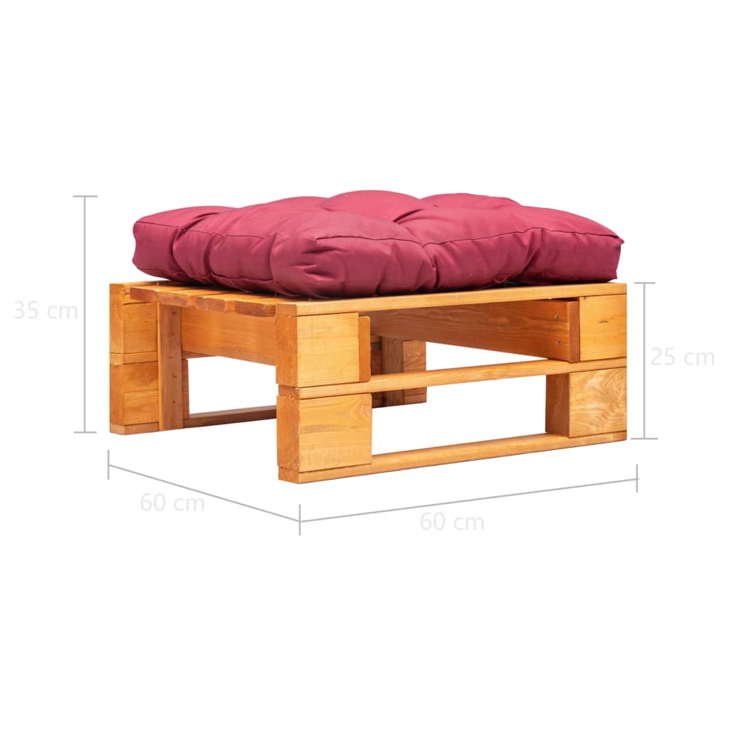 vidaXL Zahradní taburet z palet s červenou poduškou medově hnědý dřevo