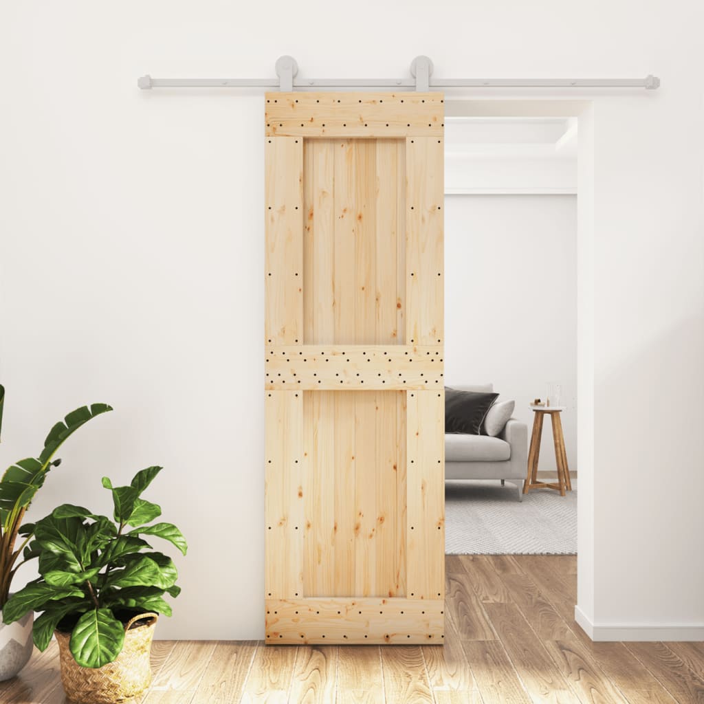 vidaXL Posuvné dveře s kováním 70 x 210 cm masivní borové dřevo