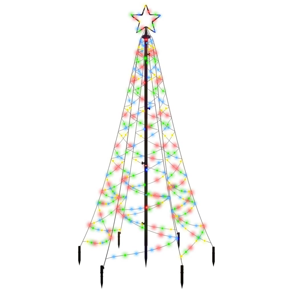 vidaXL Vánoční strom s hrotem 200 barevných LED diod 180 cm