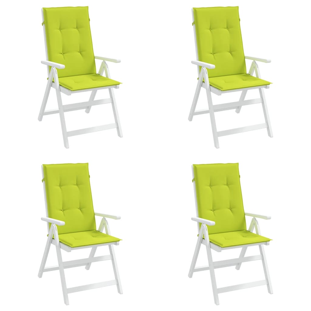 vidaXL Podušky na židli vysoké opěradlo 4 ks jasně zelené 120x50x3 cm