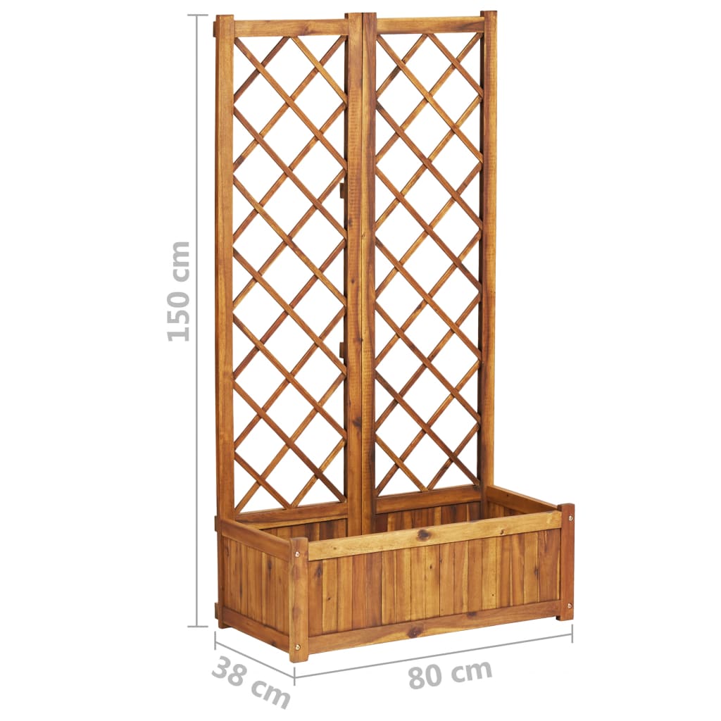 vidaXL Vyvýšený záhon s treláží 80x38x150 cm masivní akáciové dřevo