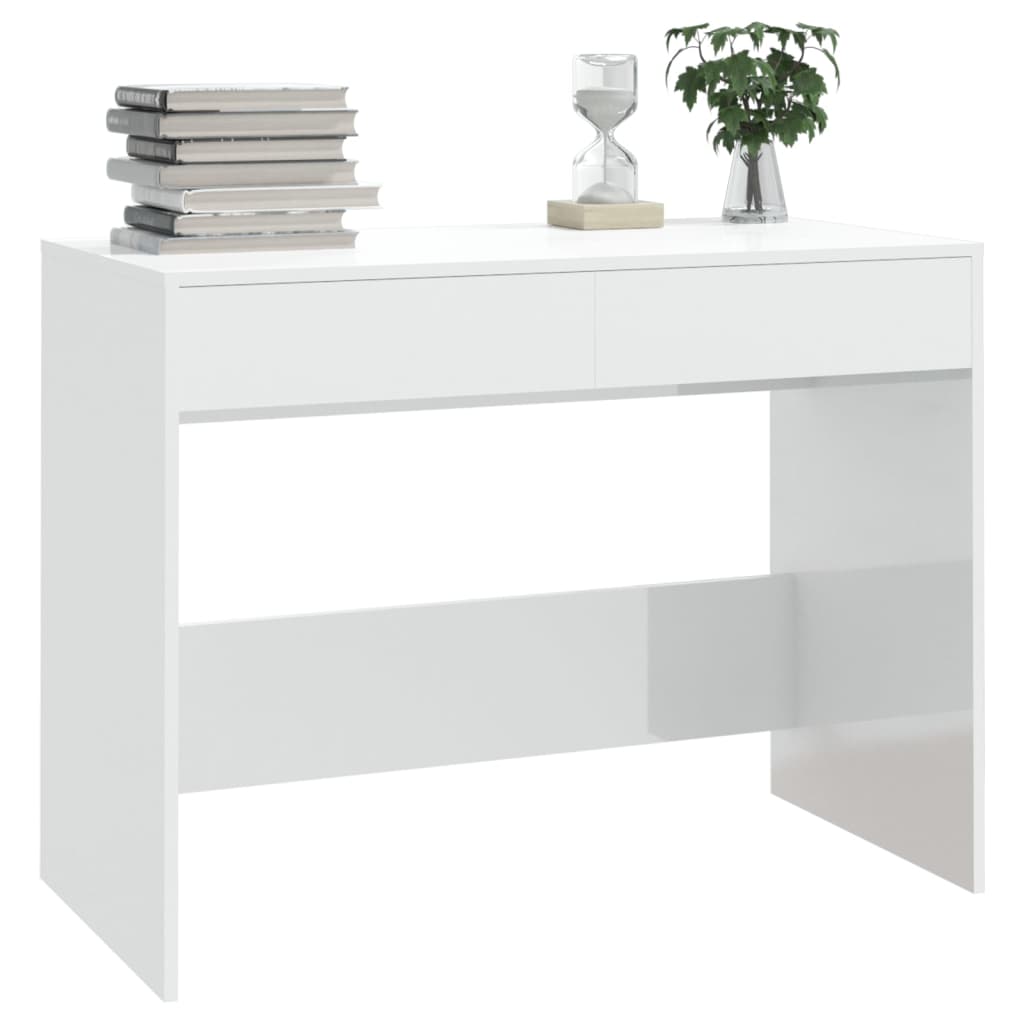 vidaXL Psací stůl bílý s vysokým leskem 101 x 50 x 76,5 cm dřevotříska
