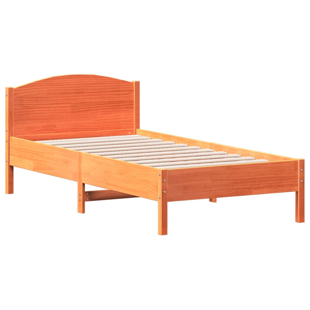 vidaXL Rám postele s čelem voskově hnědý 90 x 190 cm masivní borovice