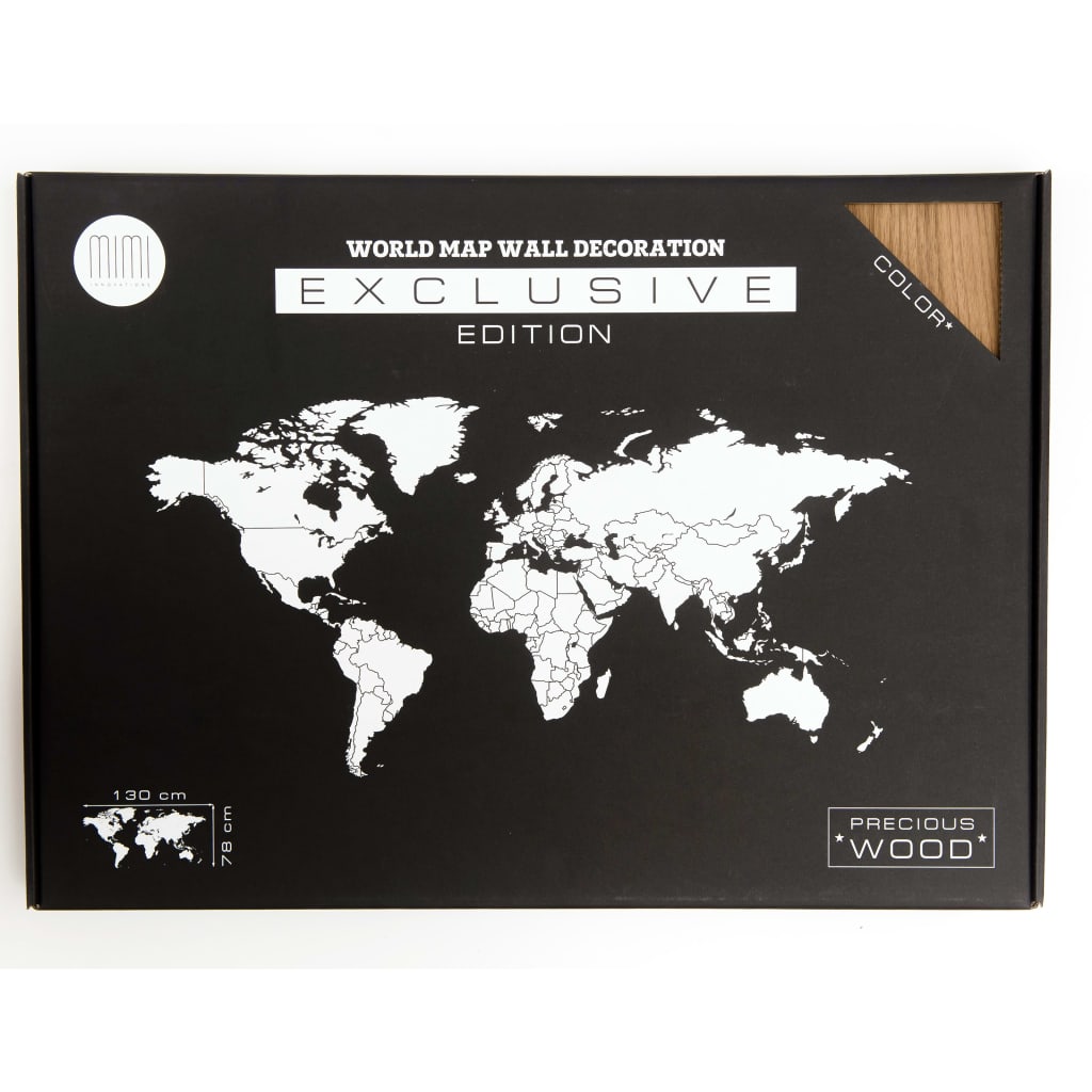 MiMi Innovations Dřevěná nástěnná mapa světa Exclusive ořech 130x78 cm