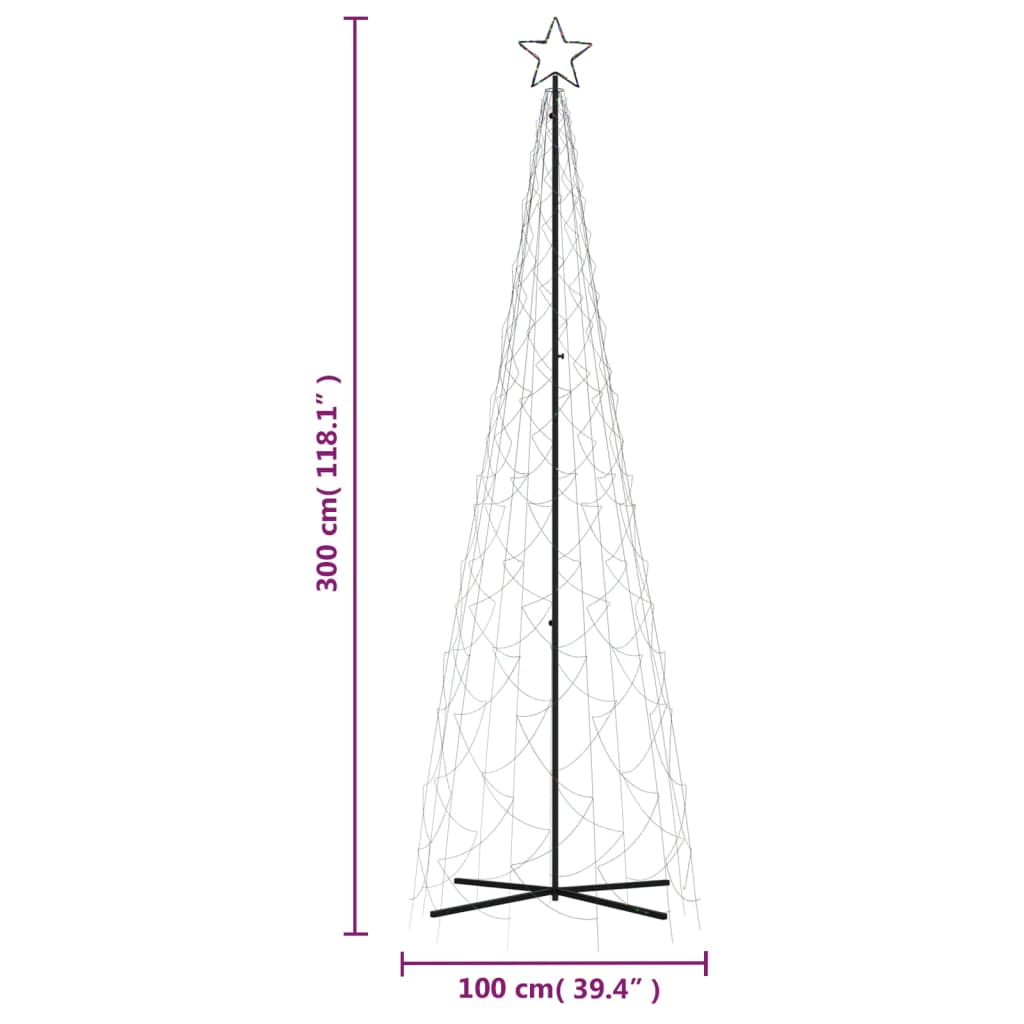 vidaXL Vánoční stromek kužel 500 vícebarevných LED diod 100 x 300 cm
