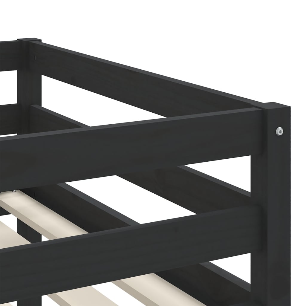 vidaXL Dětská patrová postel se závěsy bílá a černá 90x190 cm borovice
