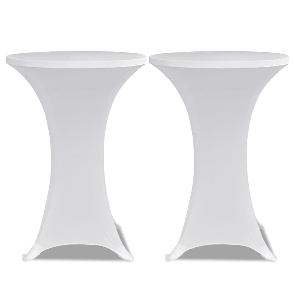Potahy na koktejlový stůl Ø 70 cm, bílé strečové, 2 ks