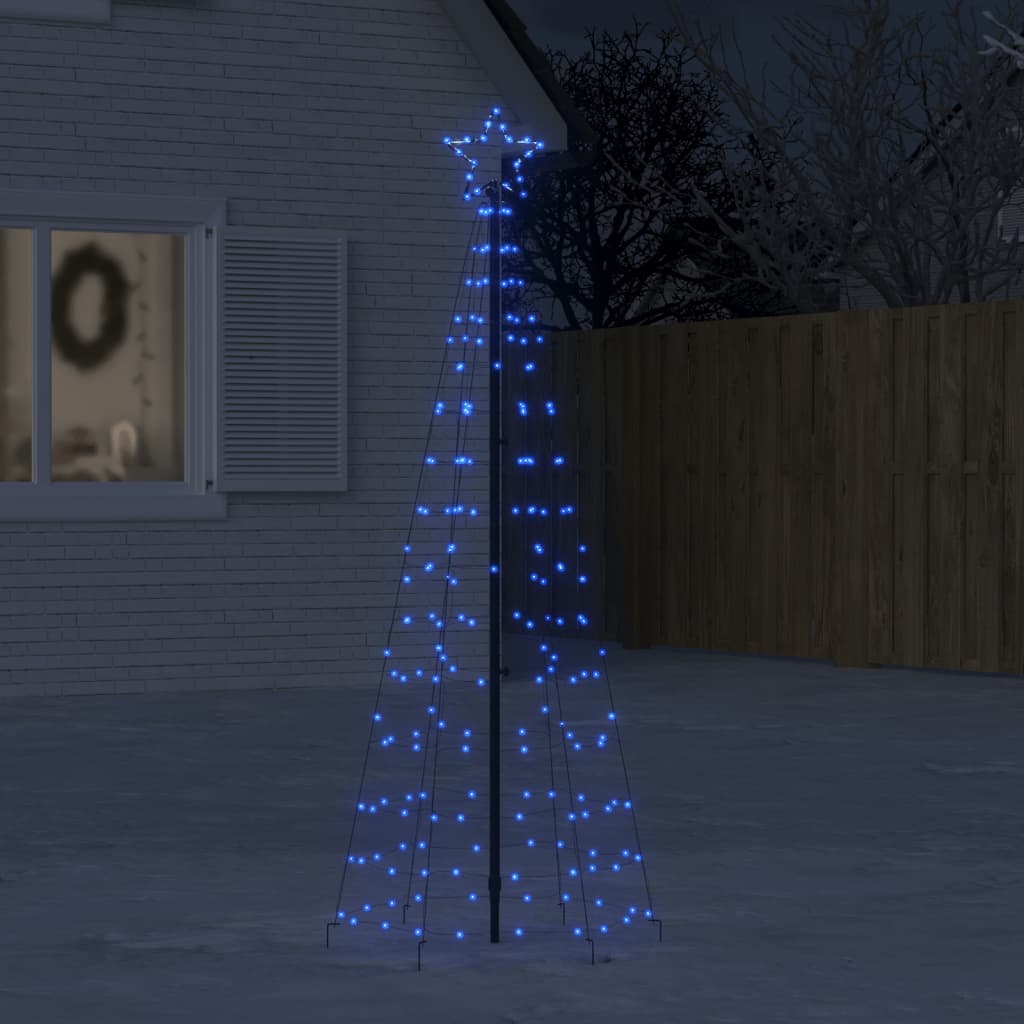 vidaXL Vánoční stromek kužel s hroty 220 modrých LED 180 cm