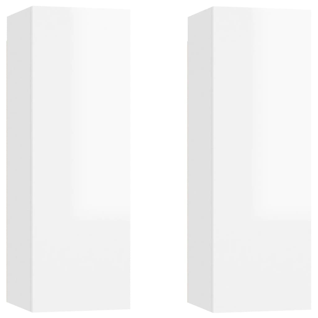 vidaXL TV stolky 2 ks bílé s vysokým leskem 30,5x30x90 cm dřevotříska