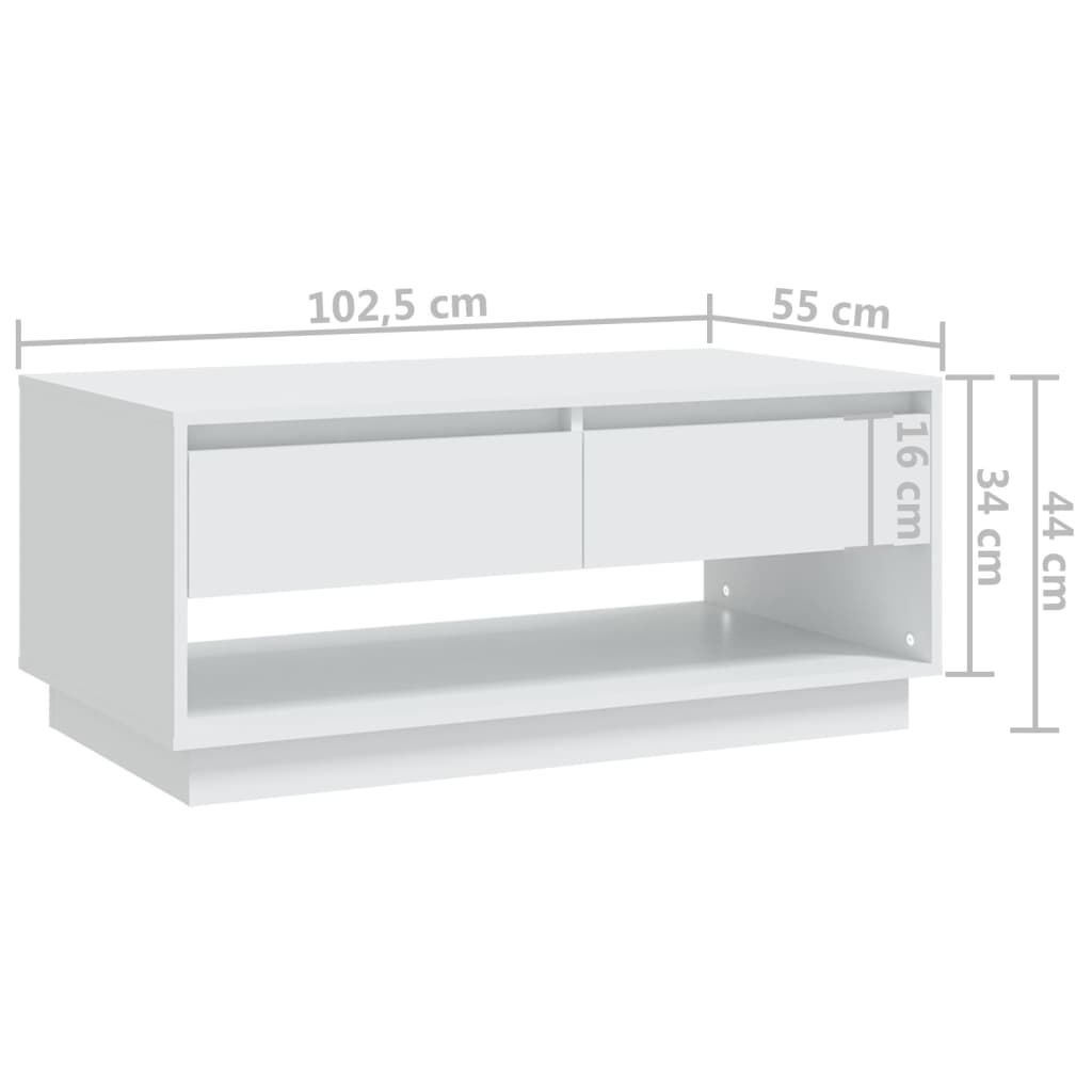 vidaXL Konferenční stolek bílý 102,5 x 55 x 44 cm dřevotříska
