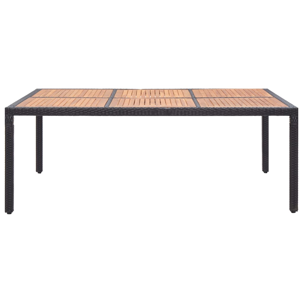 vidaXL Zahradní stůl černý 200x150x74 cm polyratan a akáciové dřevo