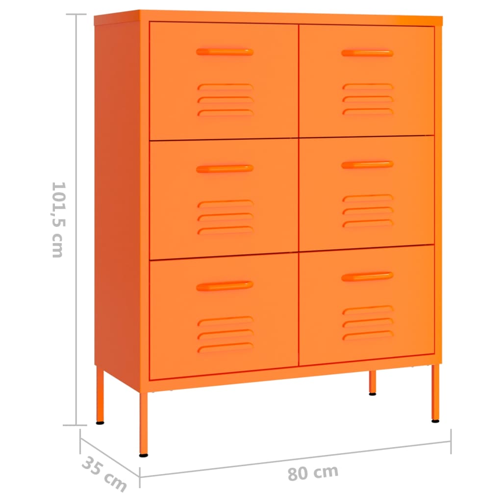 vidaXL Zásuvková skříň oranžová 80 x 35 x 101,5 cm ocel