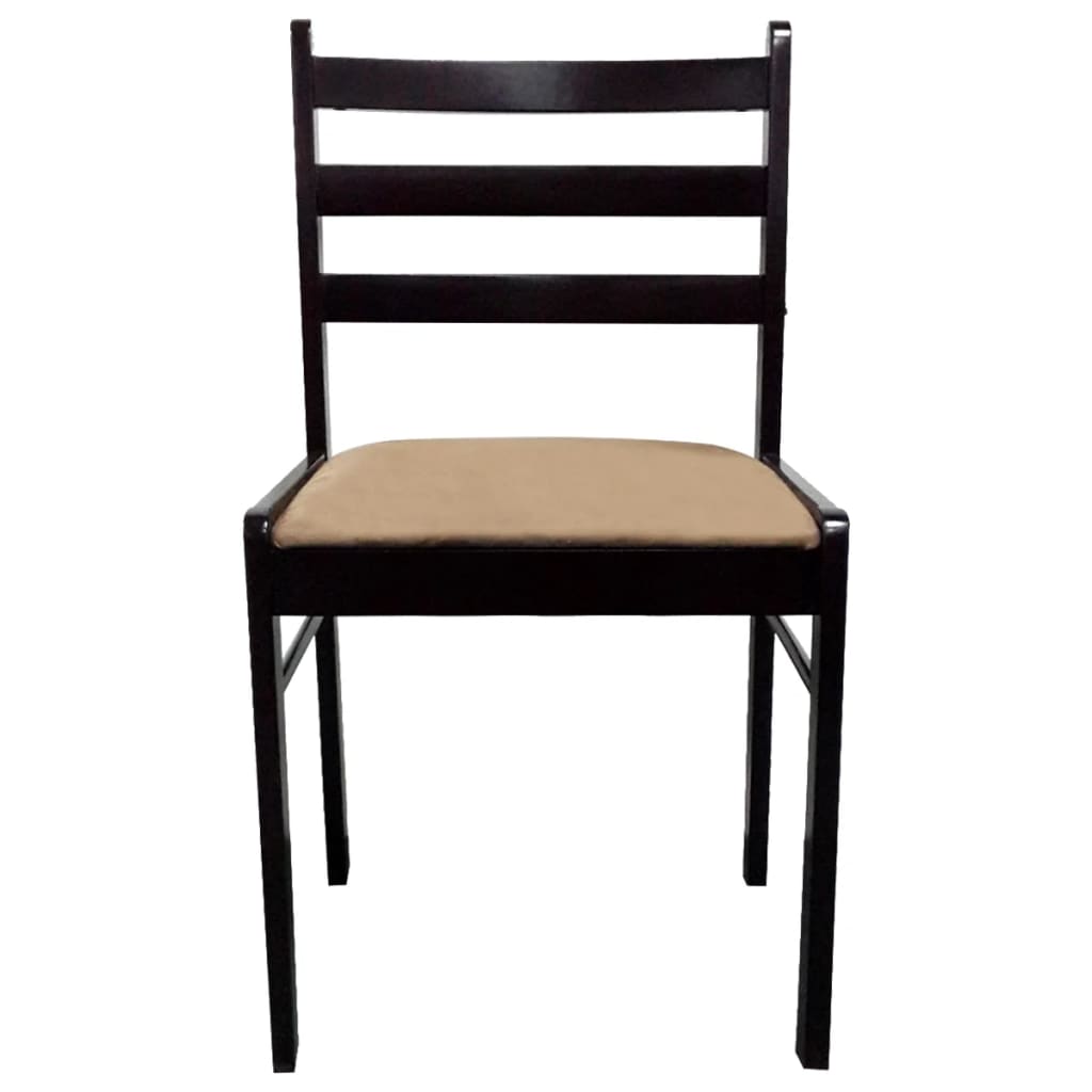 vidaXL Jídelní židle 4 ks hnědé masivní kaučukovníkové dřevo a samet