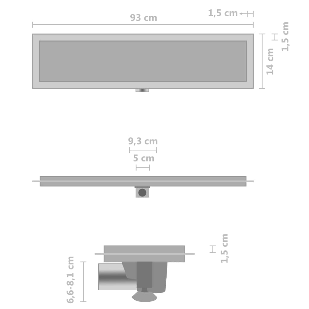 vidaXL Sprchový žlab s krytem 2 v 1 93 x 14 cm nerezová ocel