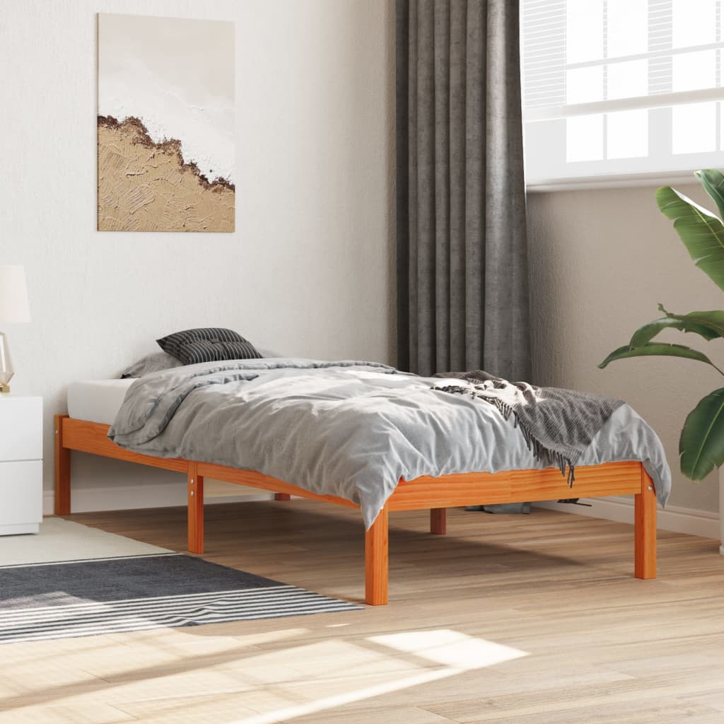 vidaXL Rám postele voskově hnědý 75 x 190 cm masivní borovice