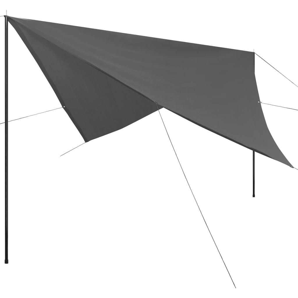 vidaXL Plachta proti slunci s tyčemi, HDPE, čtvercová, 4x4 m, bílá