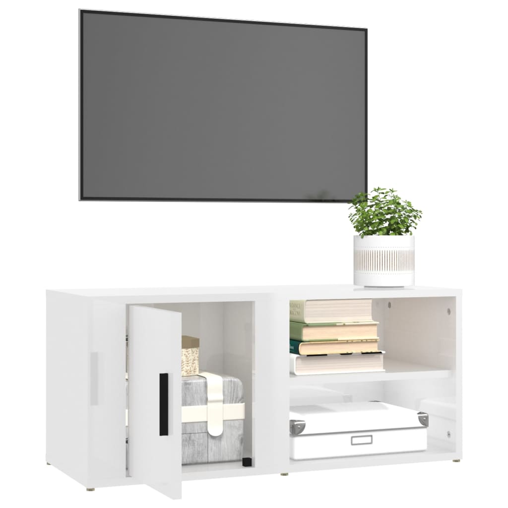 vidaXL TV skříňka bílá s vysokým leskem 80x31,5x36 cm kompozitní dřevo
