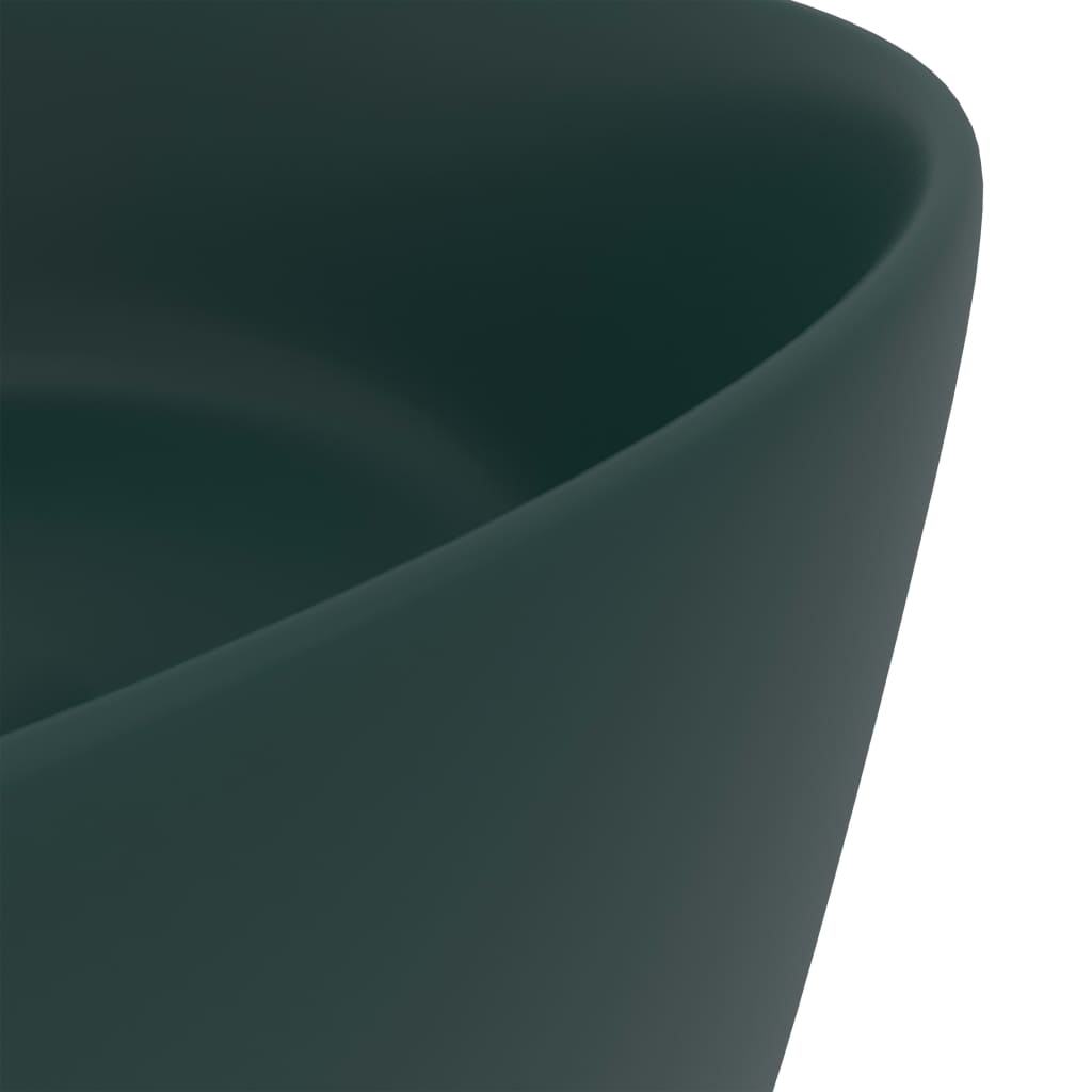 vidaXL Luxusní umyvadlo kulaté matné tmavě zelené 40 x 15 cm keramické