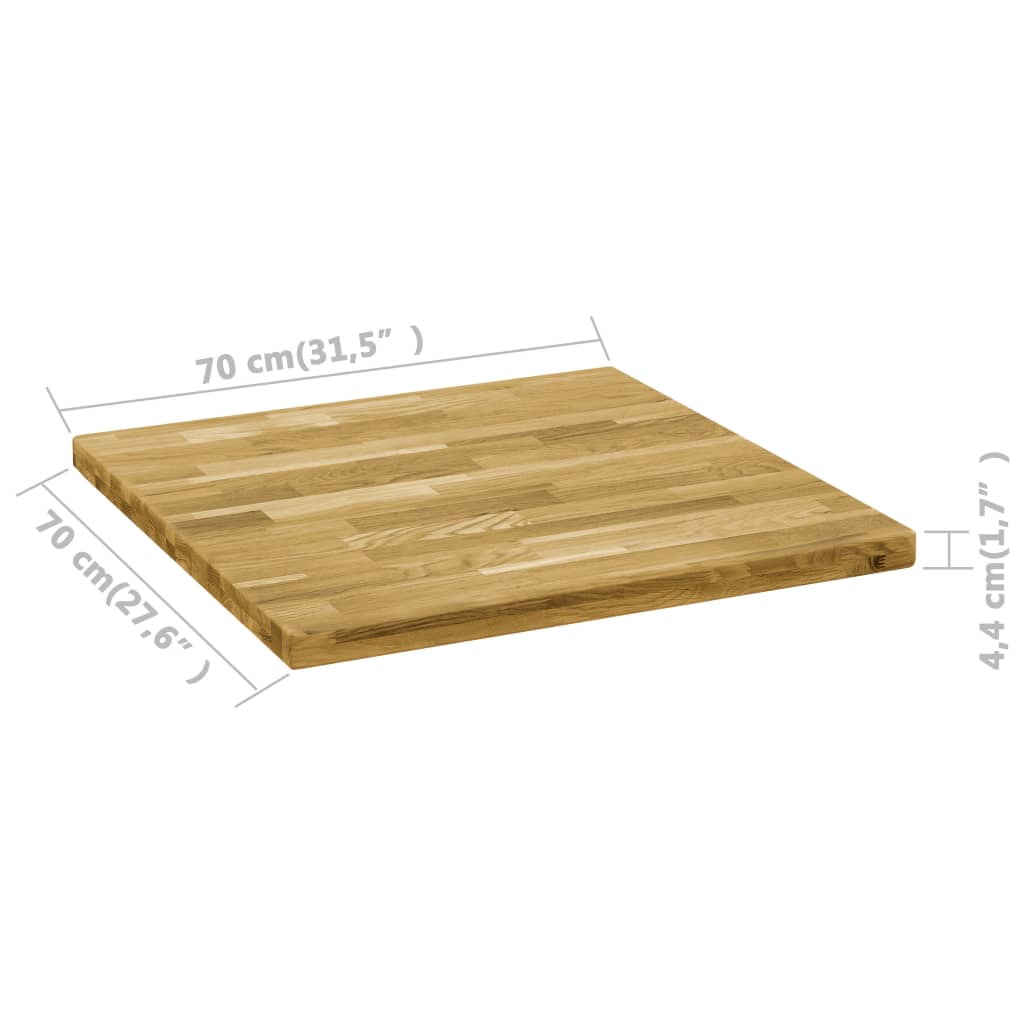 vidaXL Stolní deska z dubového masivu čtvercová 44 mm 70 x 70 cm