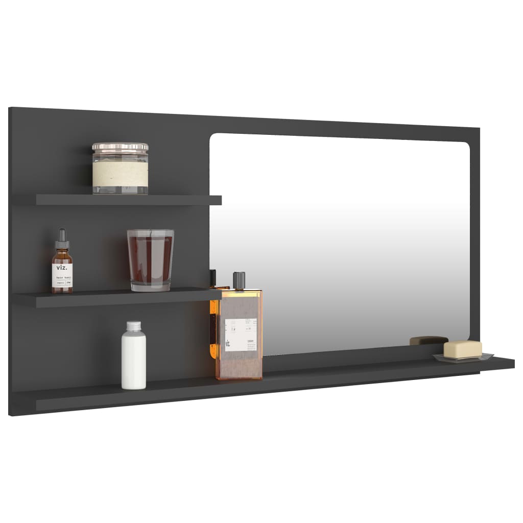 vidaXL Koupelnové zrcadlo šedé 90 x 10,5 x 45 cm dřevotříska