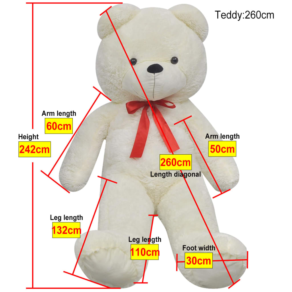 vidaXL Plyšový medvěd hračka bílý 242 cm