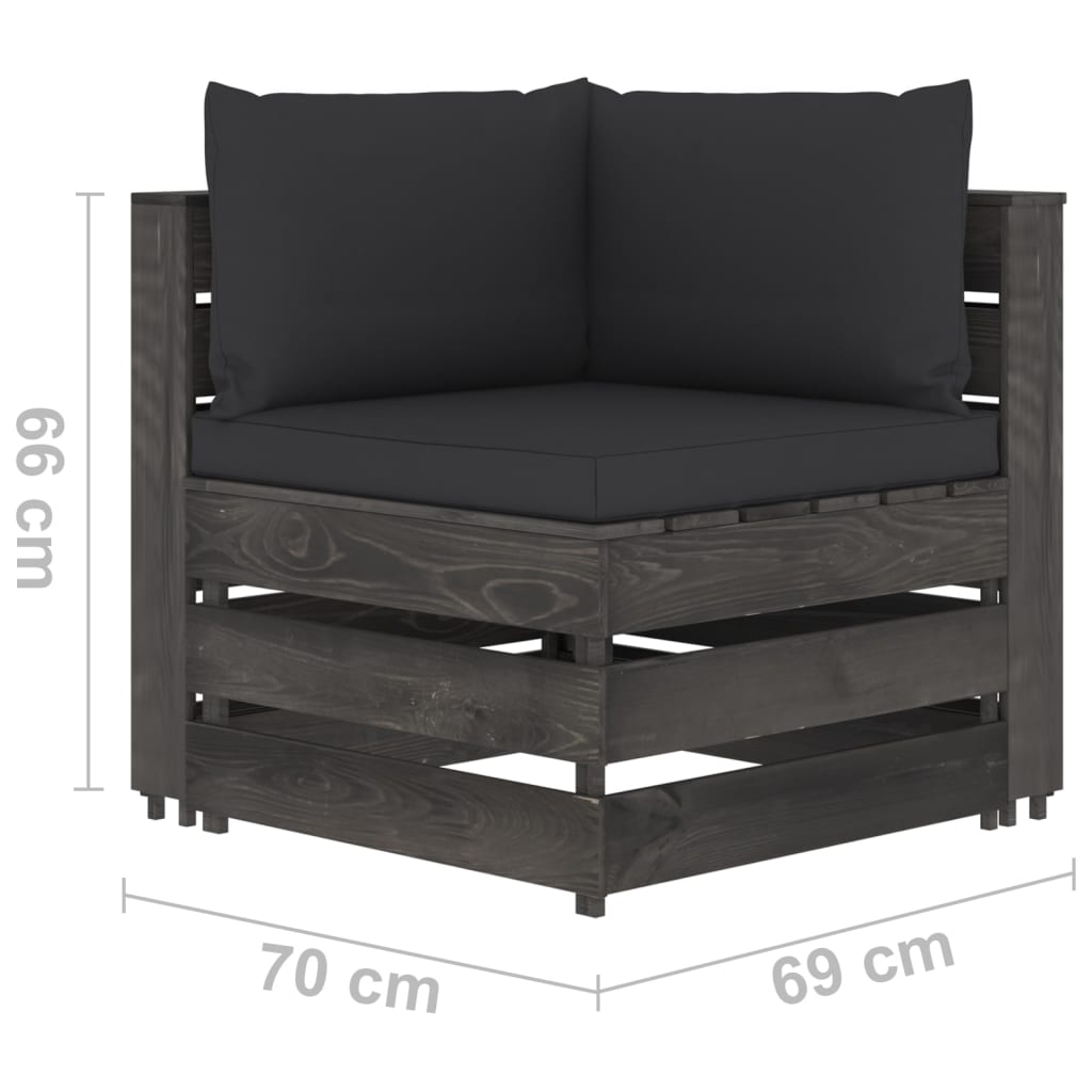 vidaXL 8dílná zahradní sedací souprava+podušky šedě impregnované dřevo
