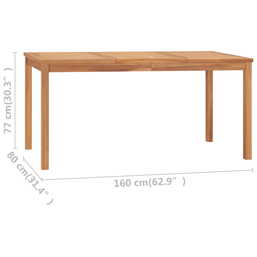 vidaXL Zahradní jídelní stůl 160 x 80 x 77 cm masivní teakové dřevo