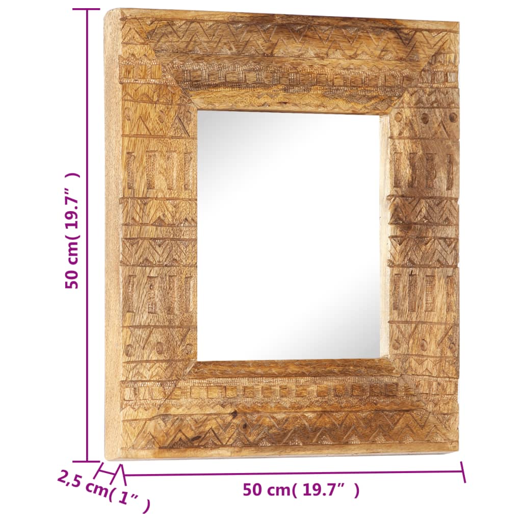 vidaXL Ručně vyřezávané zrcadlo 50 x 50 x 2,5 cm masivní mangovník