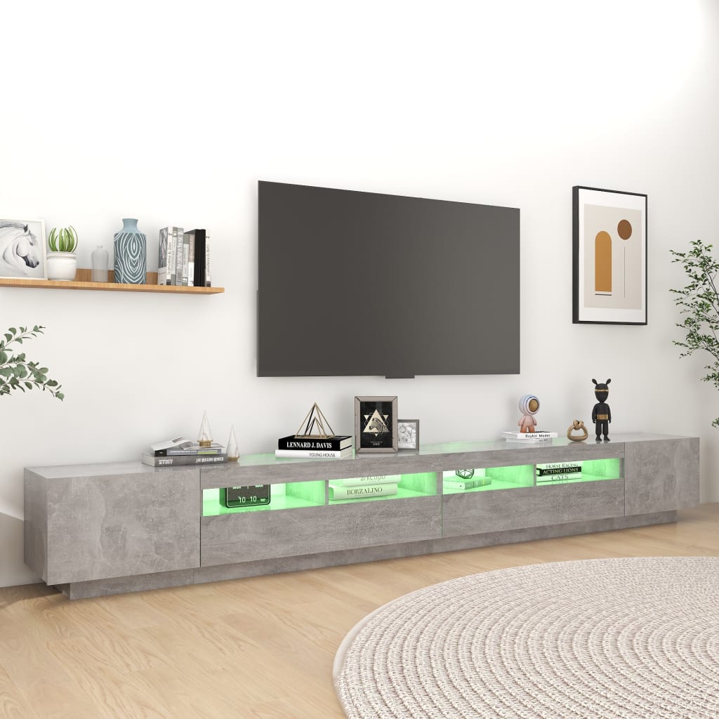 vidaXL TV skříňka s LED osvětlením betonově šedá 300 x 35 x 40 cm