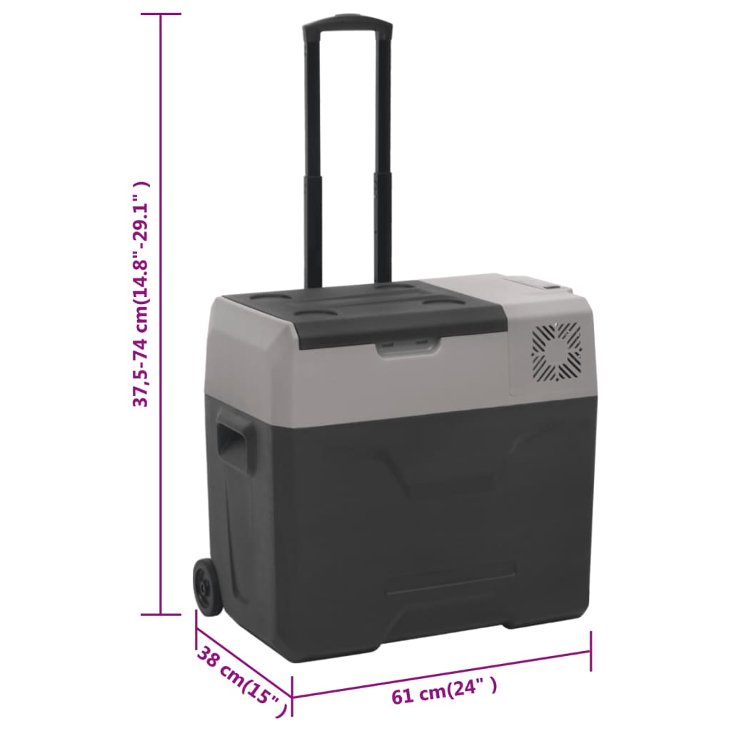 vidaXL Chladicí box s kolečky a adaptérem černý a šedý 30 l PP
