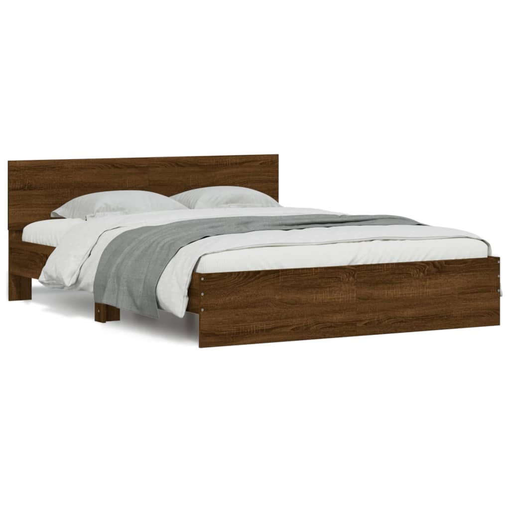 vidaXL Rám postele s čelem hnědý dub 140 x 200 cm
