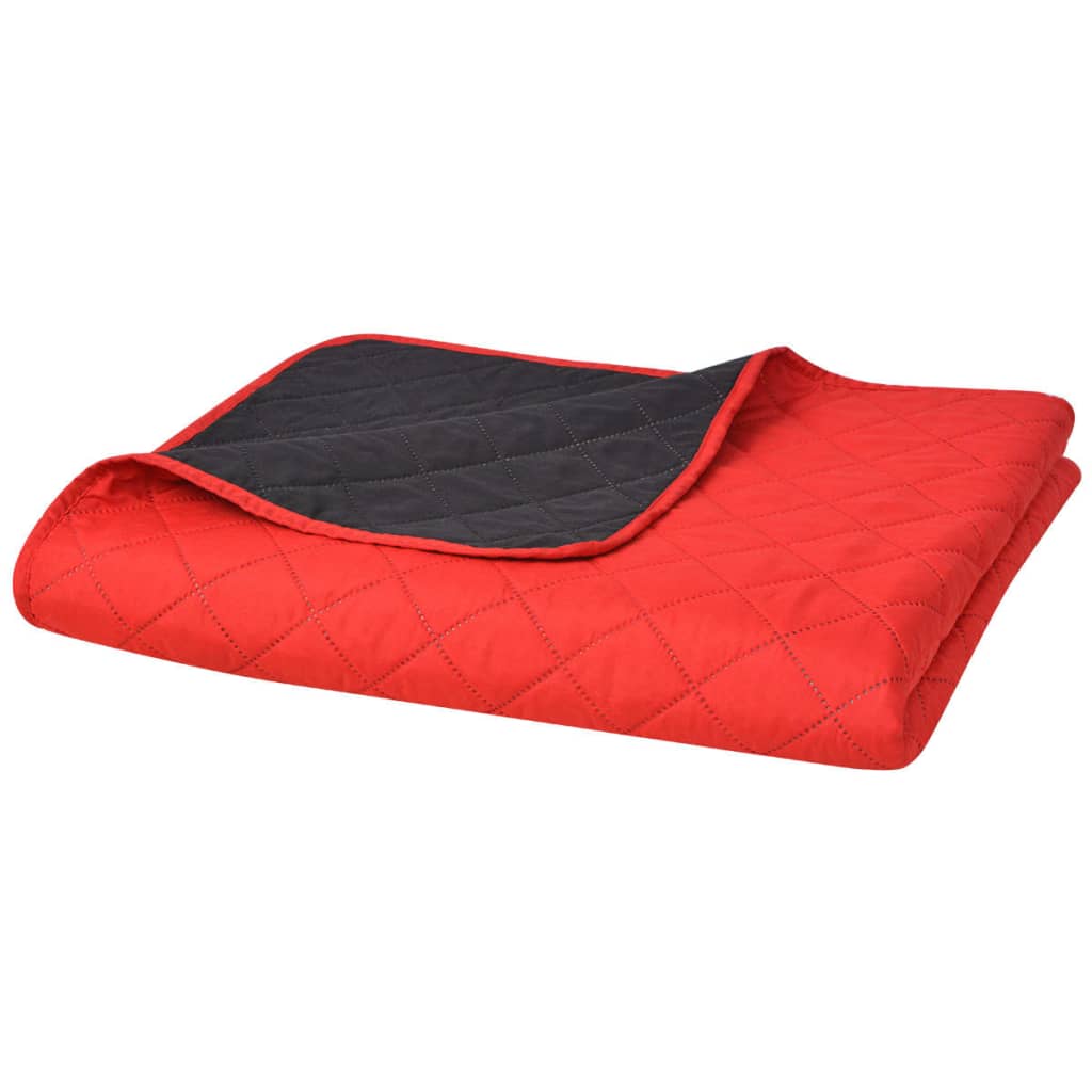 vidaXL Oboustranný prošívaný přehoz na postel červeno-černý 230x260 cm