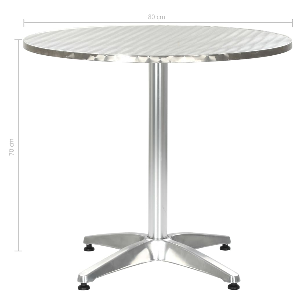 vidaXL Zahradní stůl stříbrný 80 x 70 cm hliník