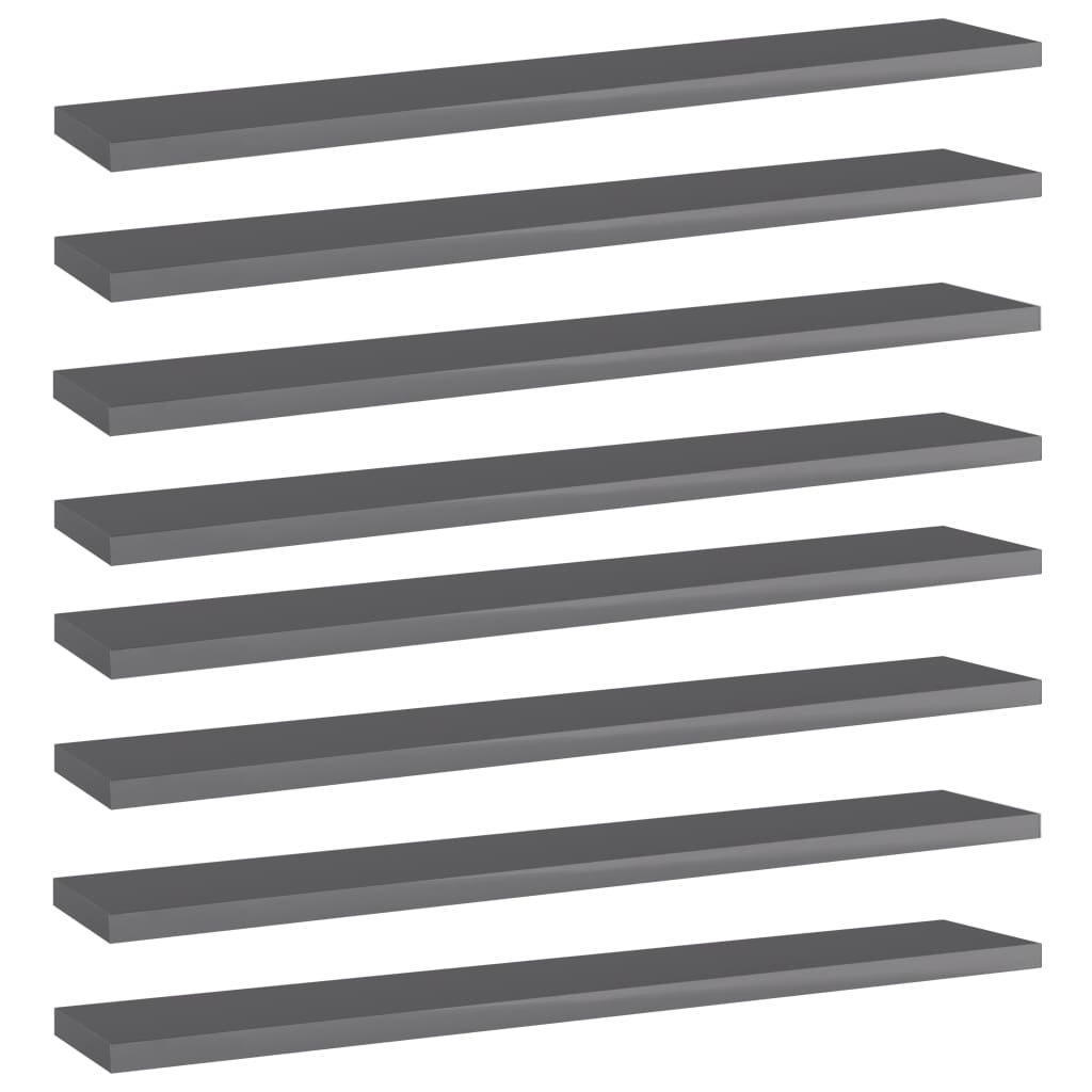 vidaXL Přídavné police 8 ks šedé vysoký lesk 60x10x1,5 cm dřevotříska