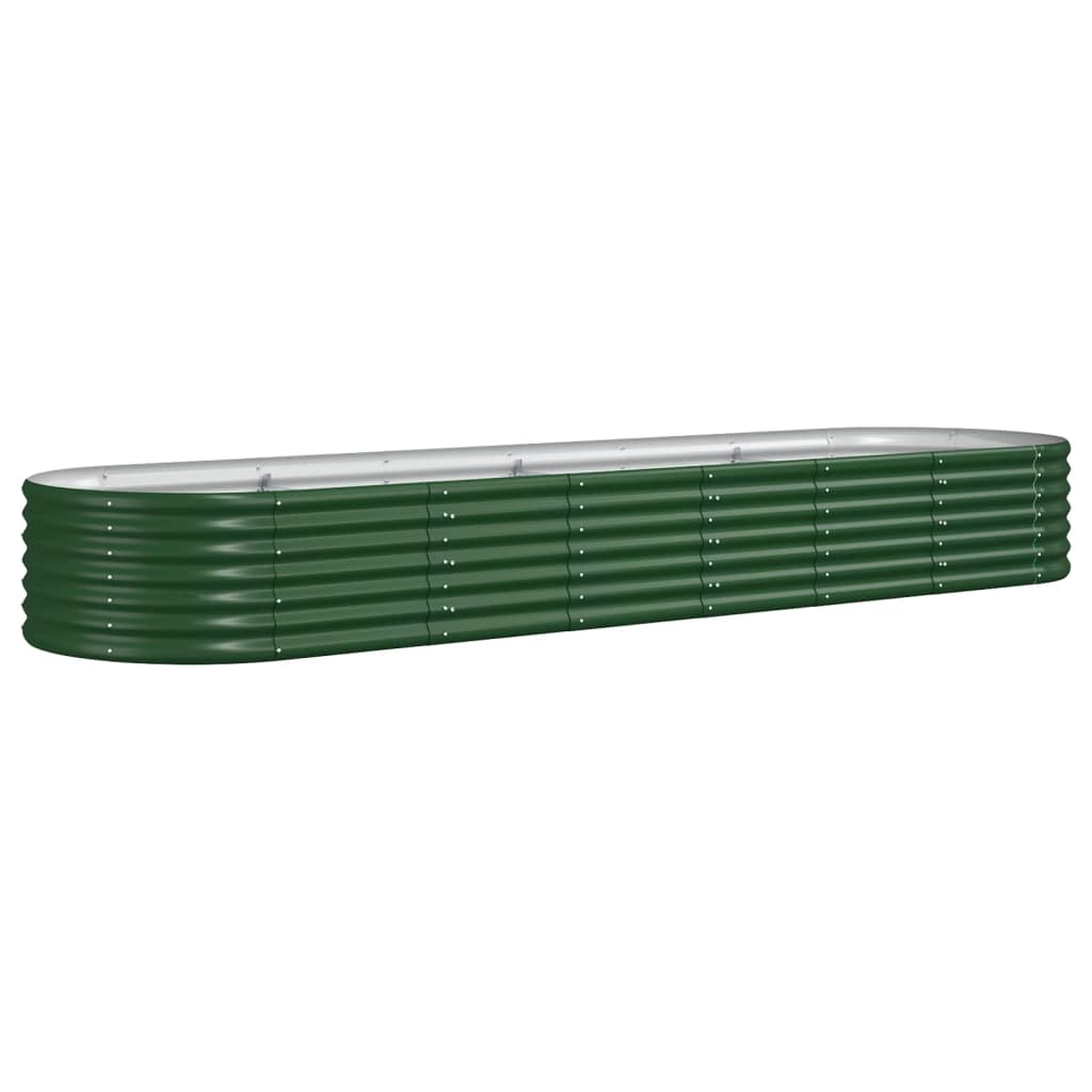 vidaXL Zahradní truhlík práškově lakovaná ocel 296 x 80 x 36 cm zelený