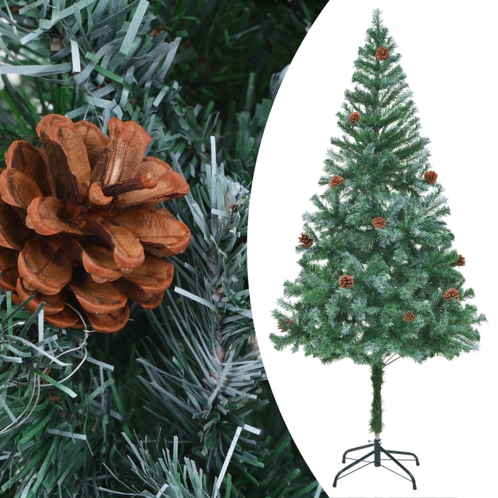 vidaXL Umělý vánoční stromek LED osvětlení sada koulí a šišky 180 cm
