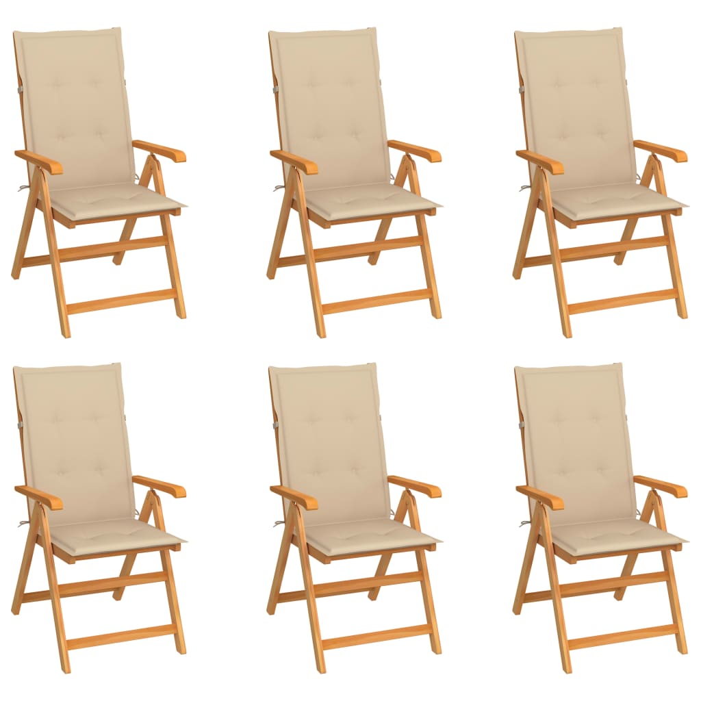 vidaXL Zahradní židle 6 ks béžové podušky masivní teak