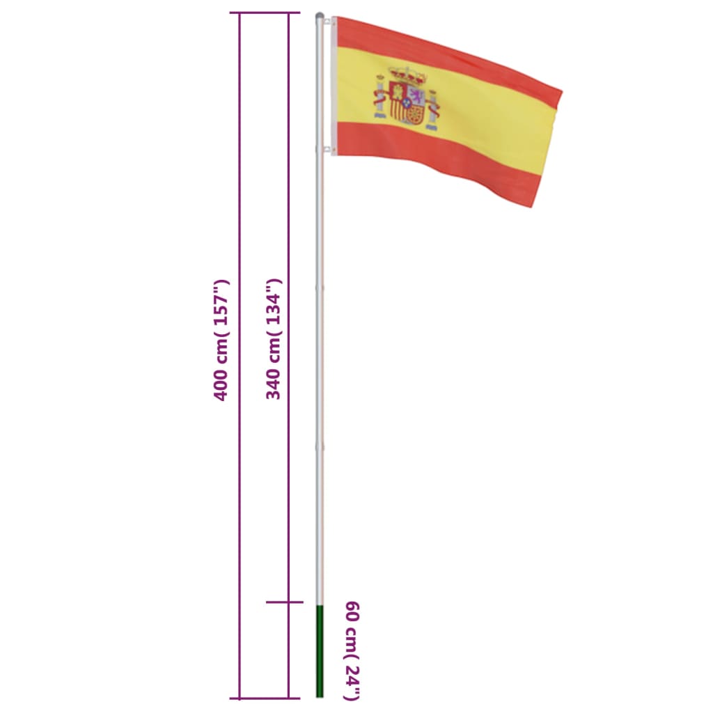vidaXL Španělská vlajka a stožár hliník 4 m