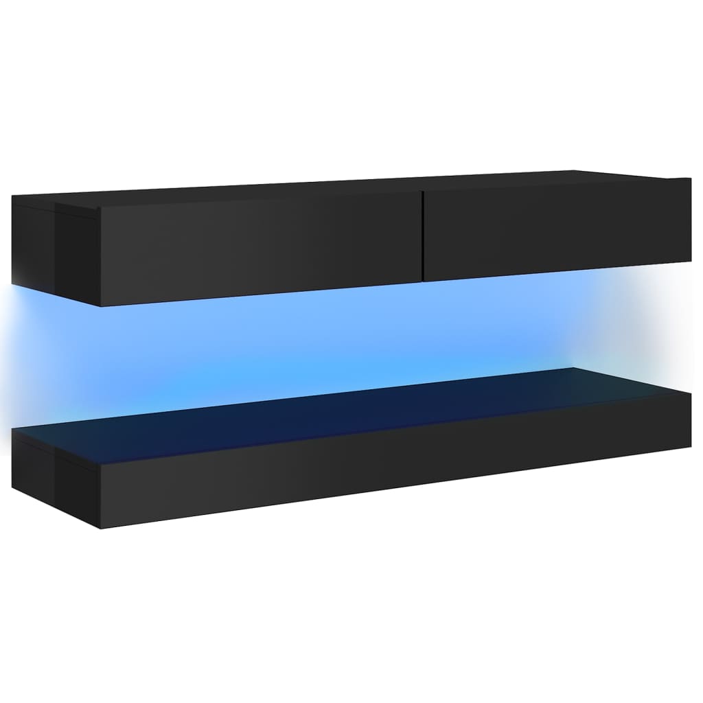 vidaXL TV skříňka s LED osvětlením černá s vysokým leskem 120 x 35 cm