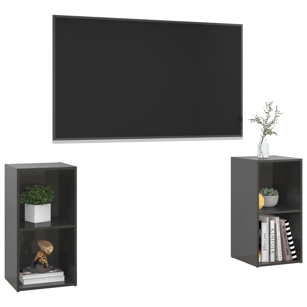 vidaXL TV skříňky 2 ks šedé vysoký lesk 72x35x36,5 cm kompozitní dřevo