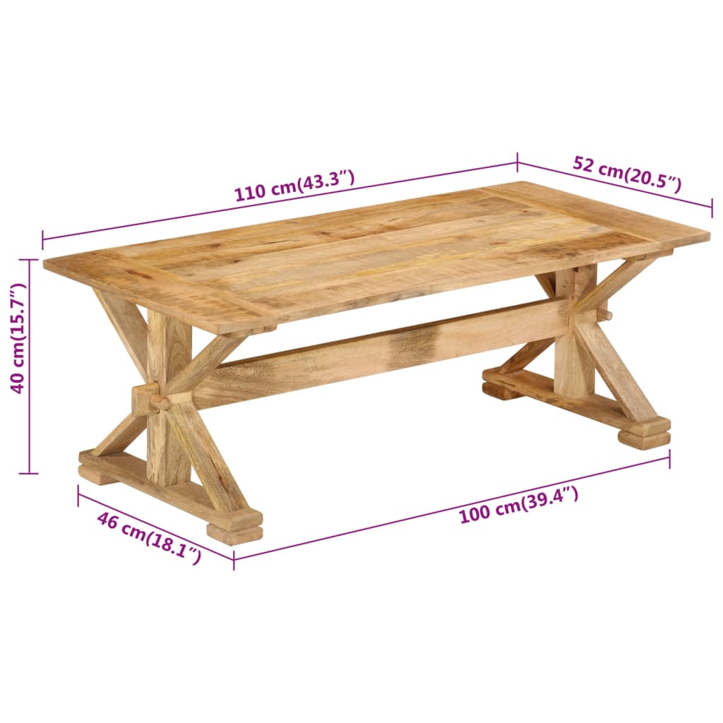 vidaXL Konferenční stolek 110 x 52 x 40 cm masivní mangovníkové dřevo