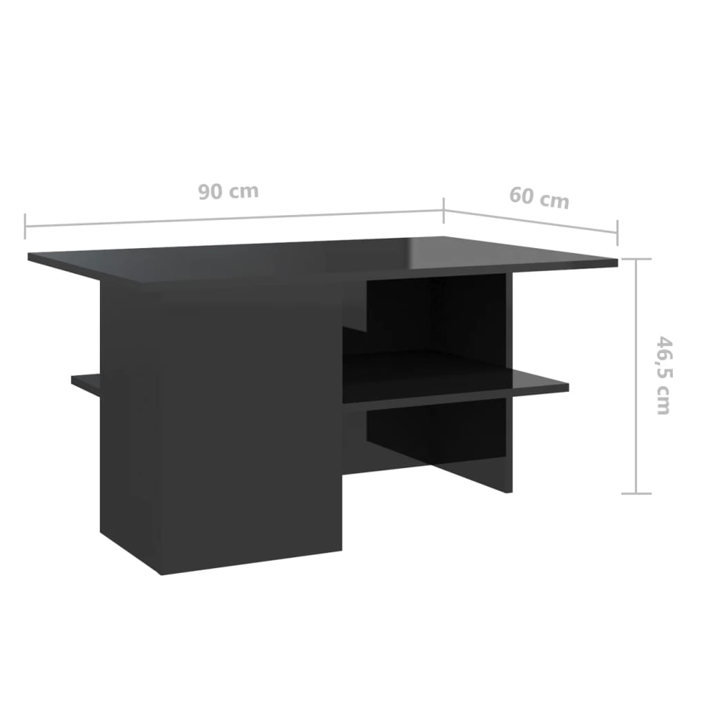 vidaXL Konferenční stolek černý vysoký lesk 90x60x46,5 cm dřevotříska